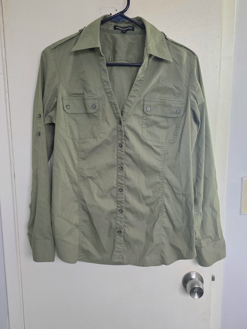 Express Olive Green Military Field Shirt Jacket